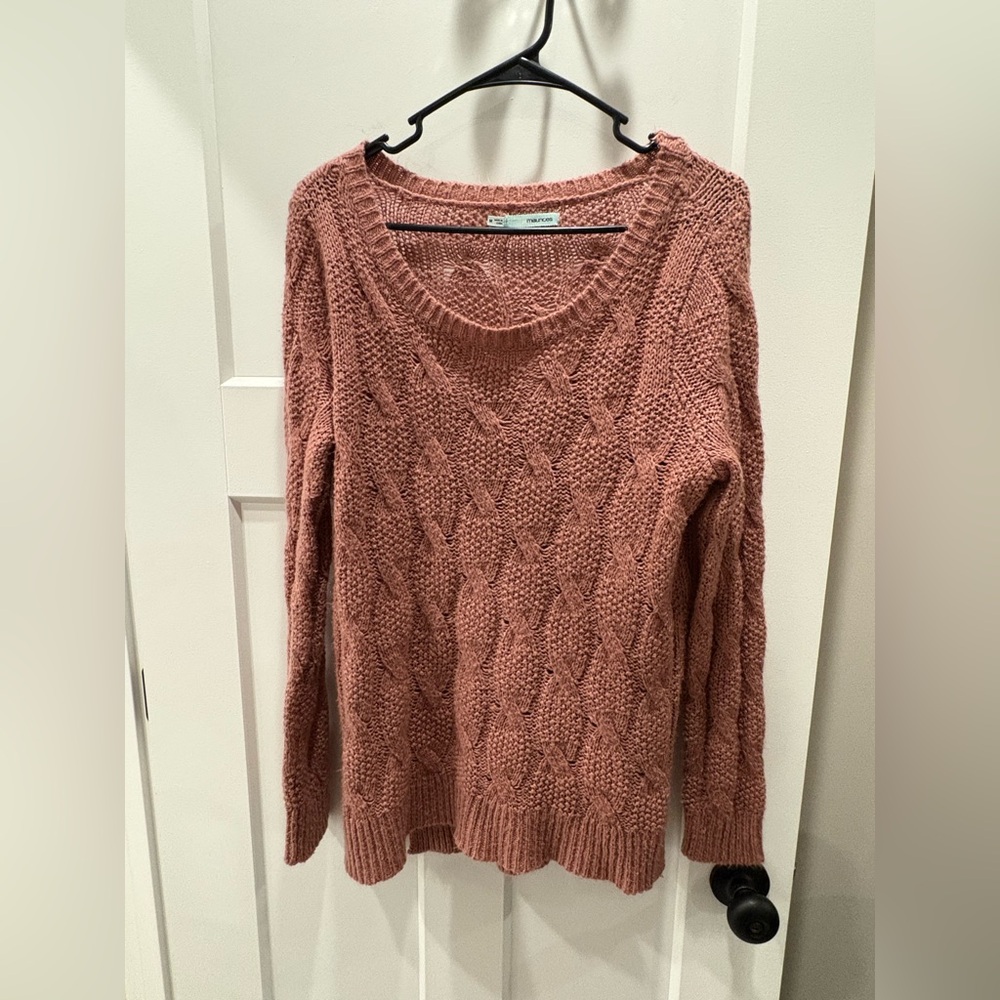 Maurices Dusty Rose Cable Knit Sweater